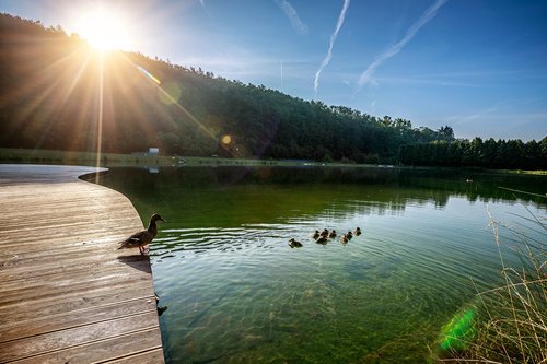 Swimming area in the town of Ricany, the Czech republic.