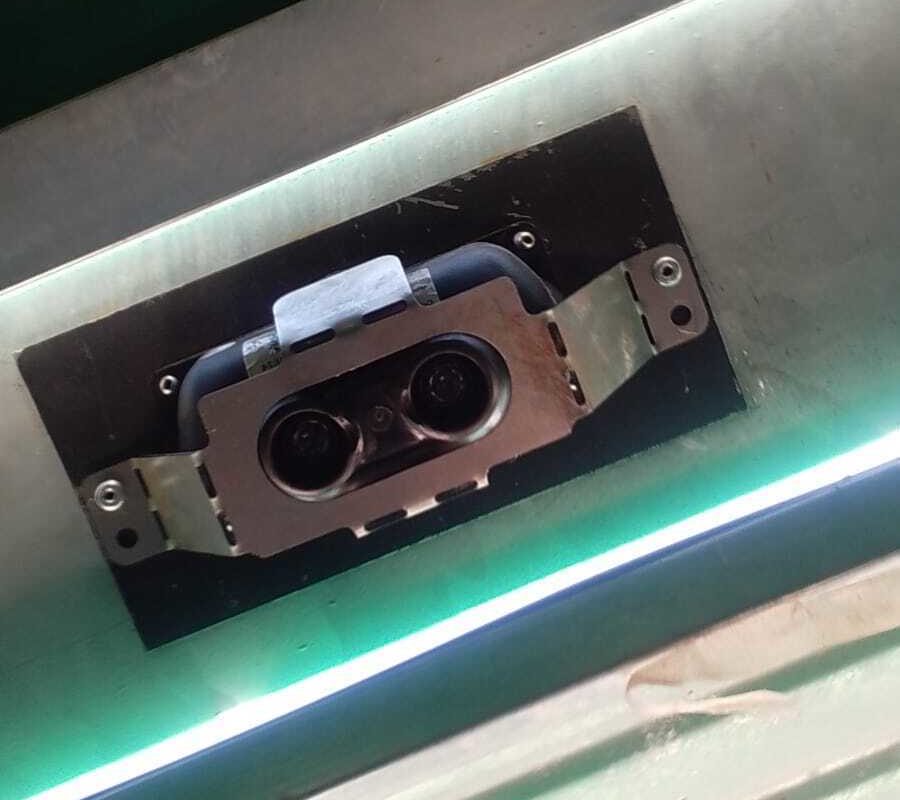 Ultrasonic sensor installed in the underground bin. 