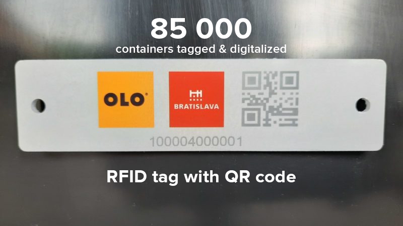 85 000 containers tagged and digitalized with RFID tags with QR codes in Bratislava city. 