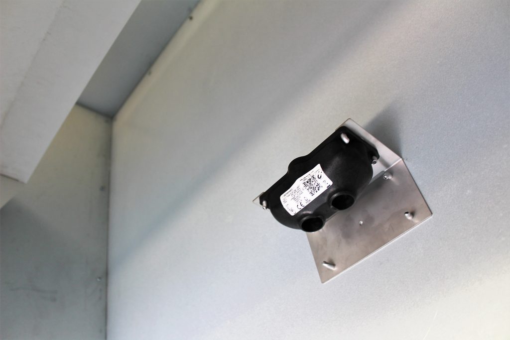 Sensor inside the container for textile waste.