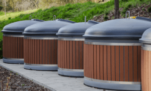 Semi-underground bins.