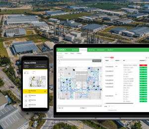 Mockup of factory waste management software system by Sensoneo ideal for factories and facilities.