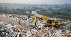 Junkyard full of waste on the outskirts of the city.